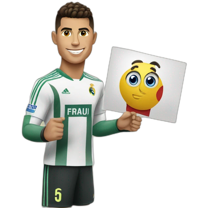 Cristiano Ronaldo holding a sign with Abdul Latif written on it emoji