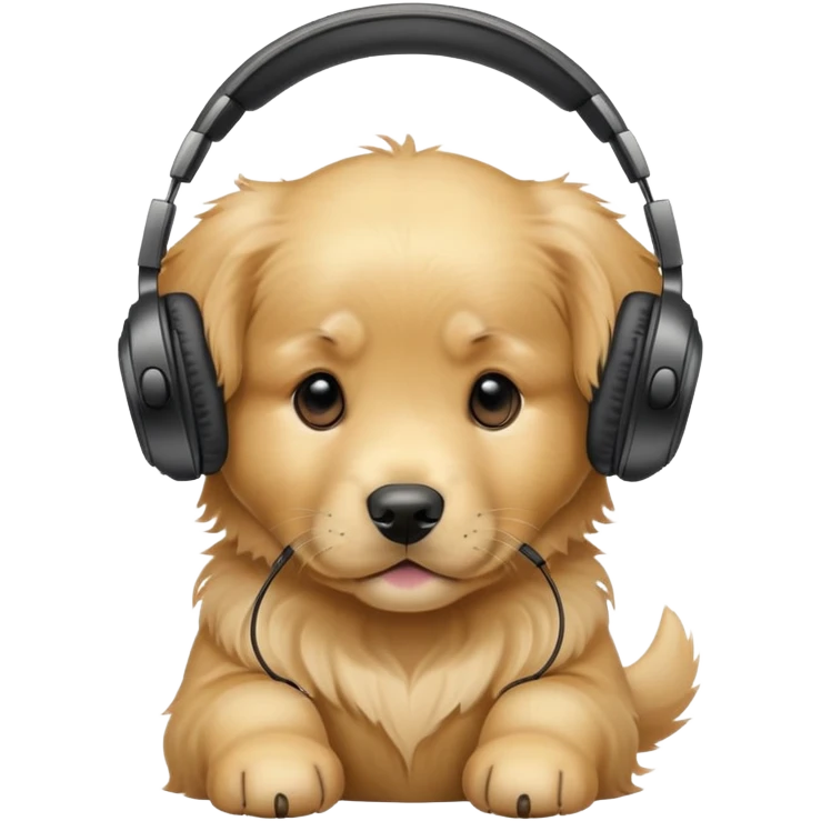 Golden retriever puppy wearing headphones ￼ emoji