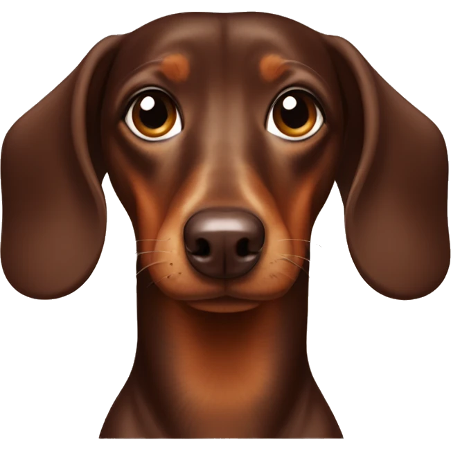 chocolate brown daschund with light brown eye brows emoji