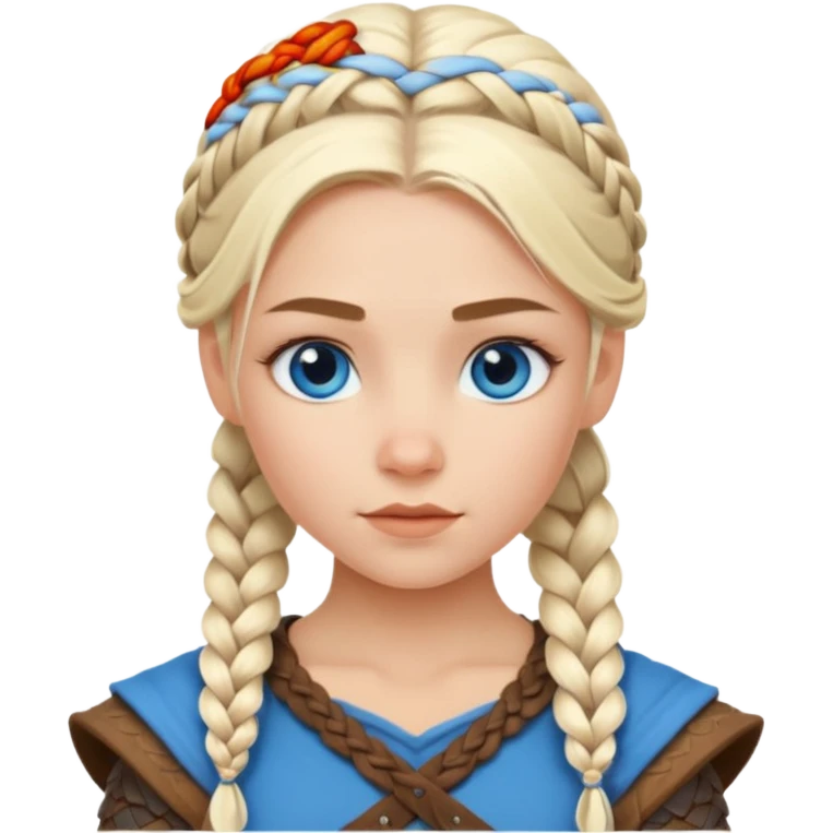 Viking platinum blonde girl with braid and blue eyes. emoji