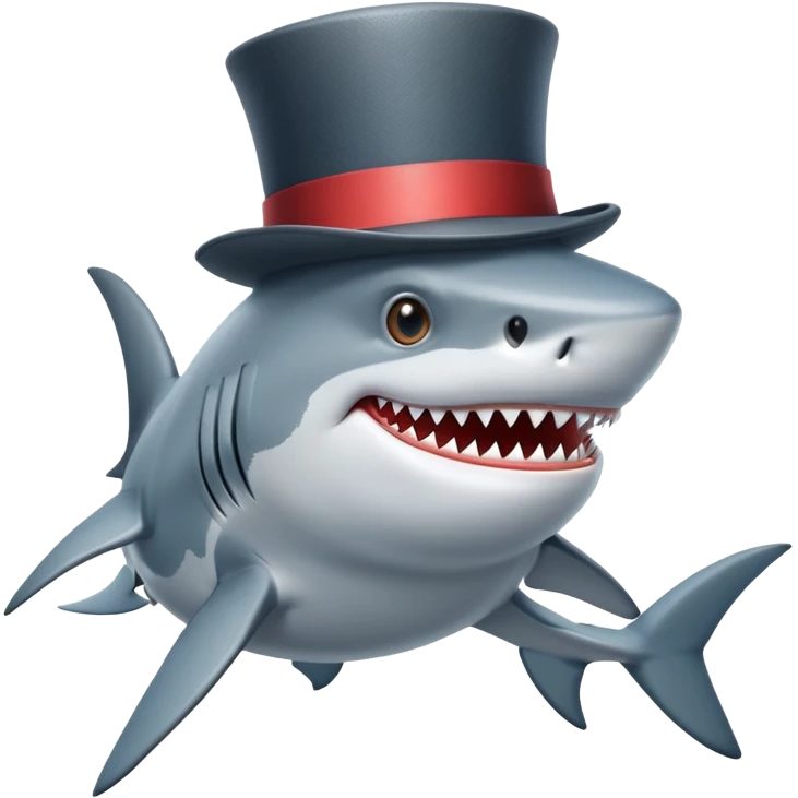 Shark with a top hat emoji