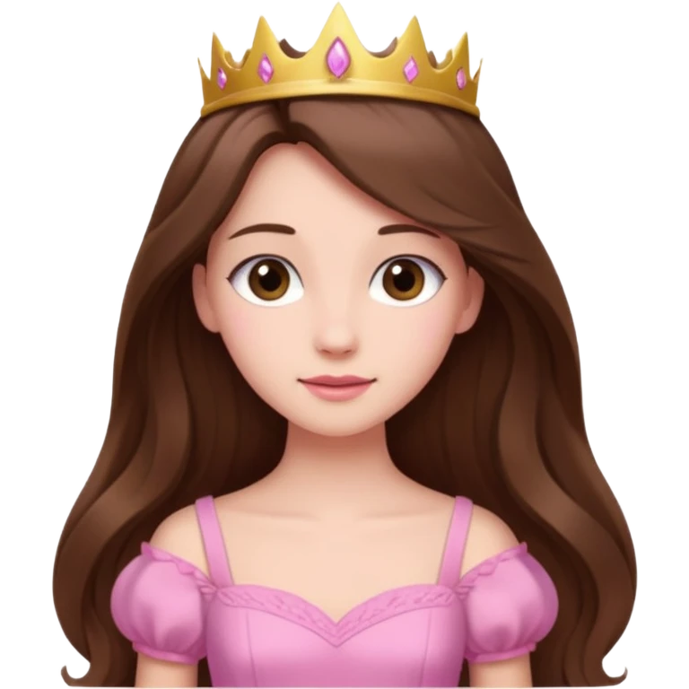 Princess with long brown hair pink dress and soft aesthetic emoji