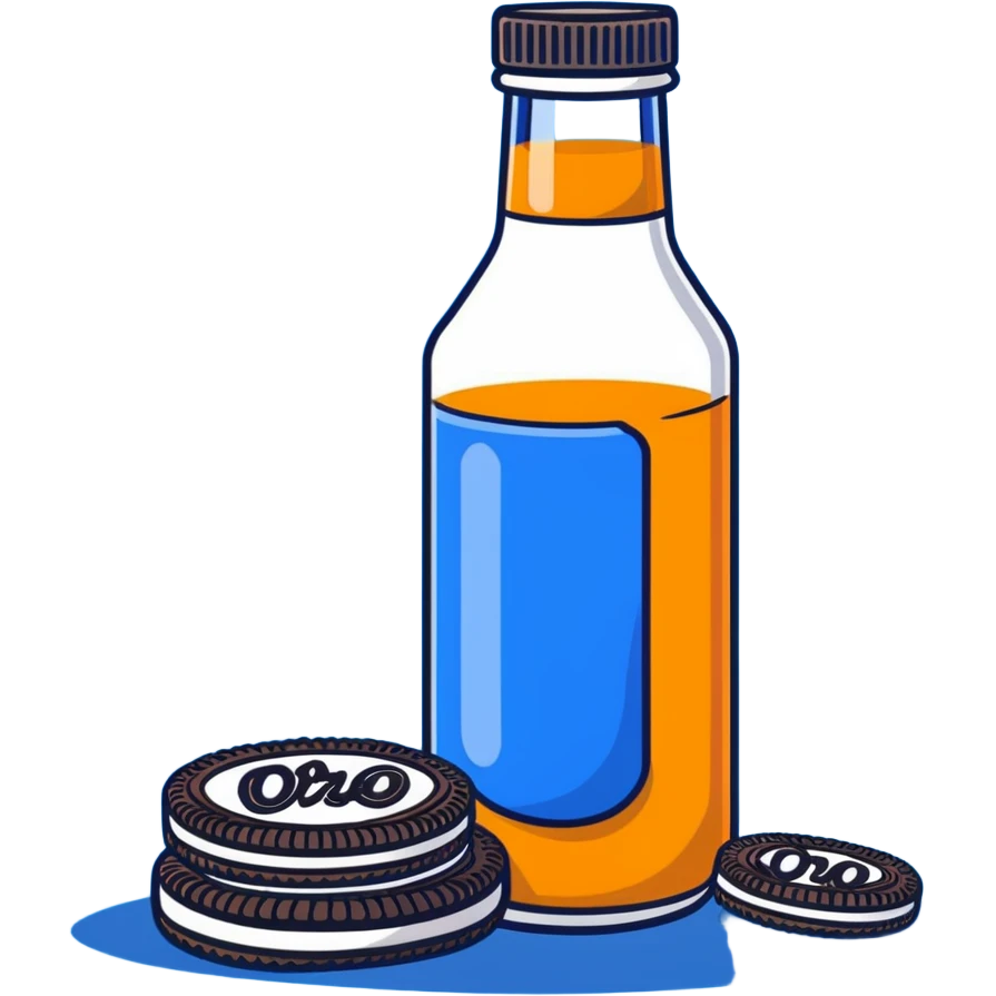 orange juice bottle with Oreo cookies emoji