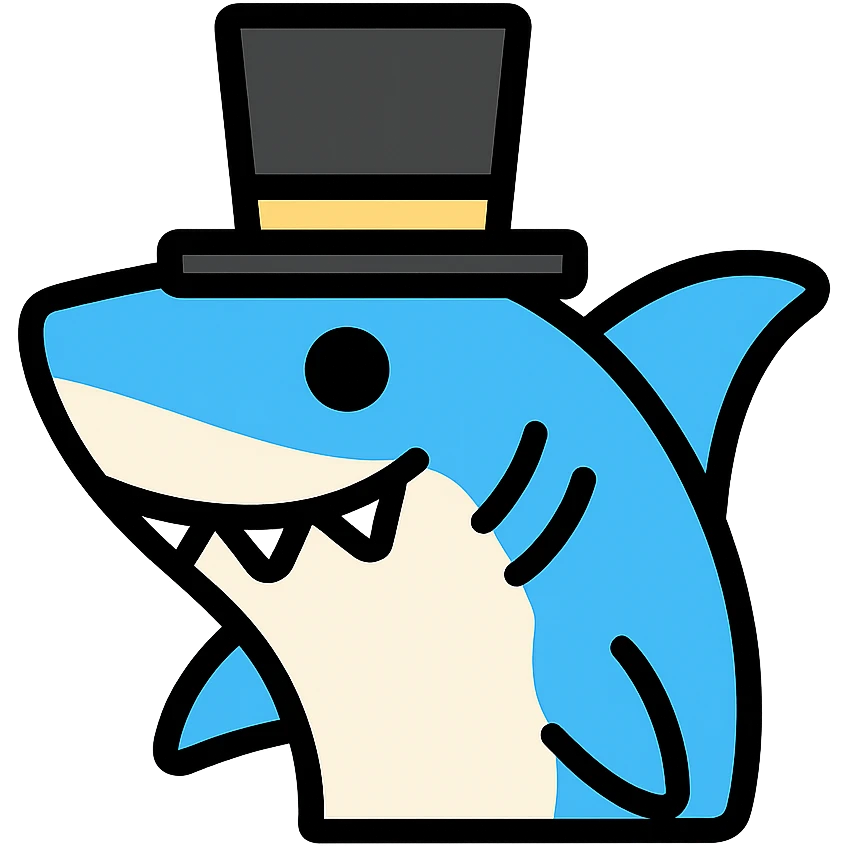 shark wearing a top hat, color icon emoji