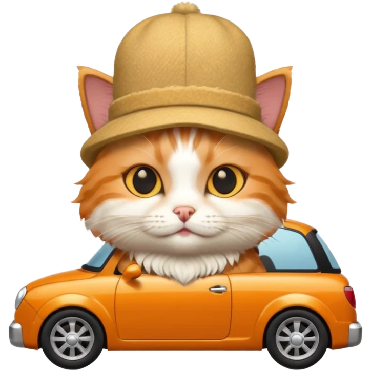 A cat with a car as a hat emoji