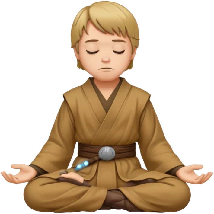 Make Luke Skywalker meditating position with jedi robes nk cape closed eyes with jedi boots hands on knees no ligthsaber emoji