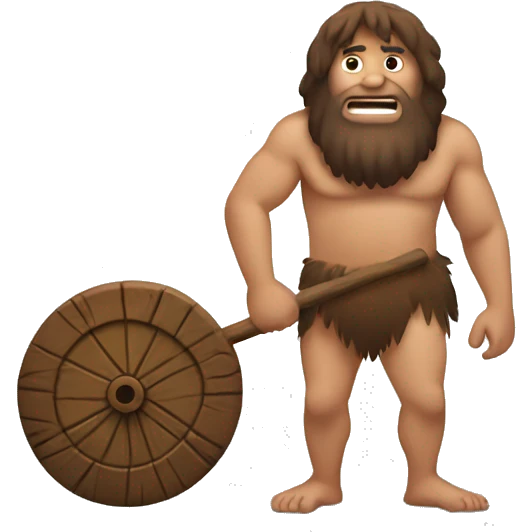 caveman with wooden wheels emoji