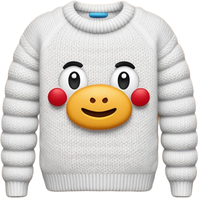 A 3D cartoon warm sweater with chunky knit texture, folded on a table, smooth shadows, Memoji-style realism. emoji