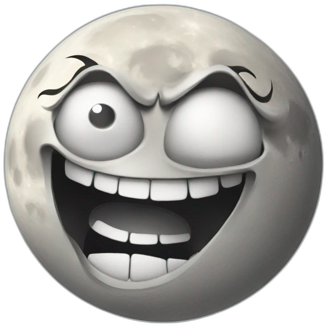 Screaming moon with can in his eye emoji