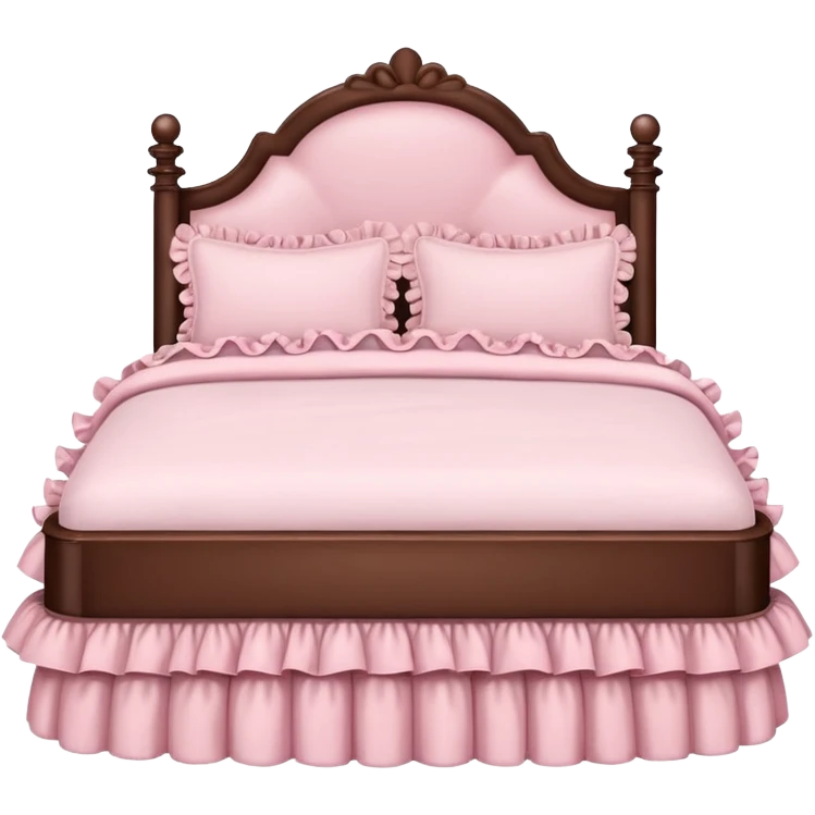 cute girly coquette-style bed with bows ruffles pastel colors emoji