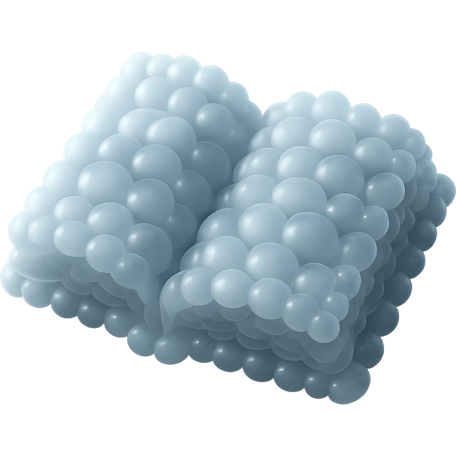 top view of a thick open book made entirely of small, very bright white fluffy convex clouds, matte glass style emoji