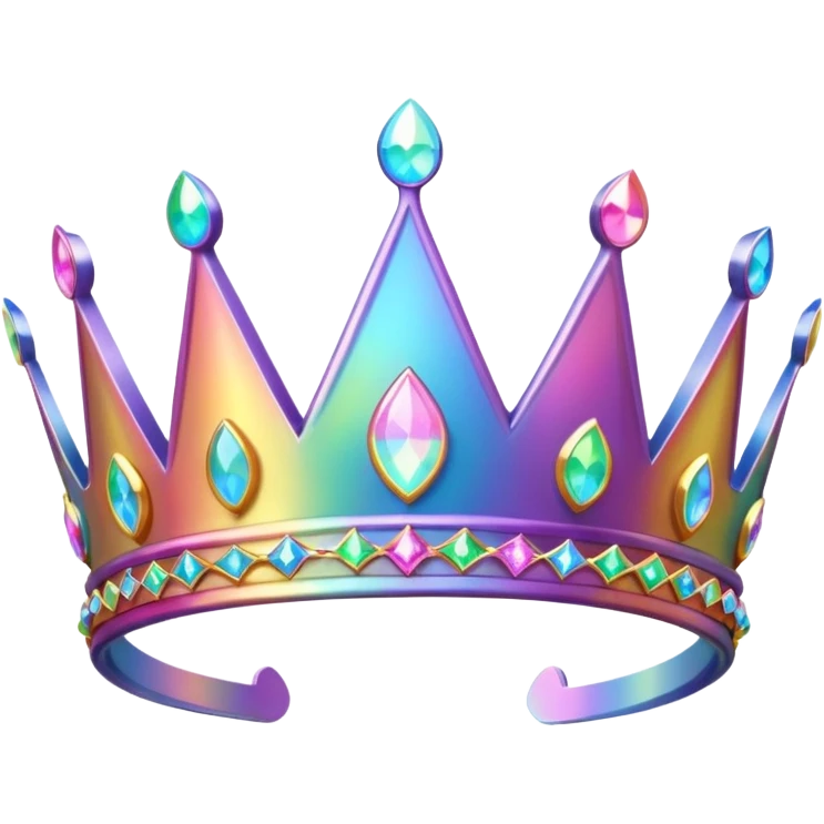 Holographic Rainbow effect Sparkly tiara emoji