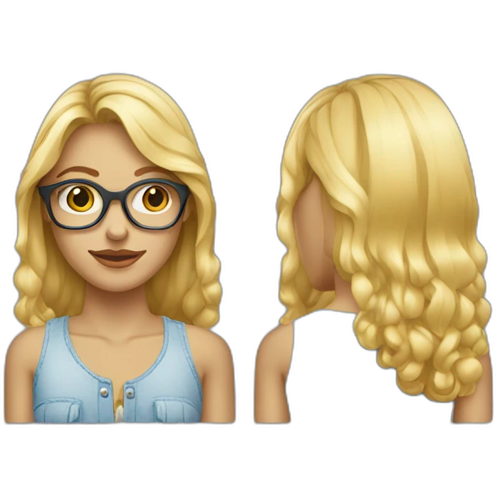 Une adolescente blonde qui porte des lunettes et des vêtements oversise  emoji