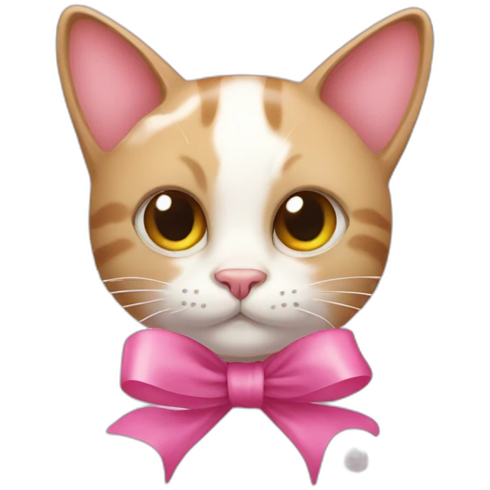 cat with pink ribbon and bubbles  emoji