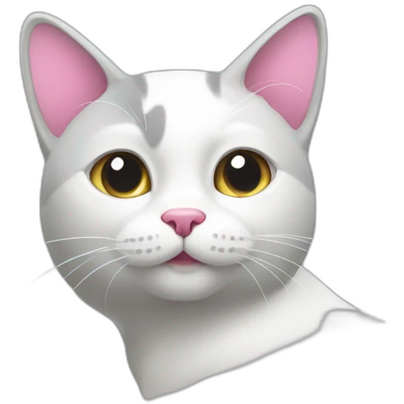 grey and white cat with pink nose emoji