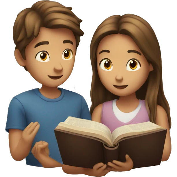 Boy and girl reading the Bible  emoji