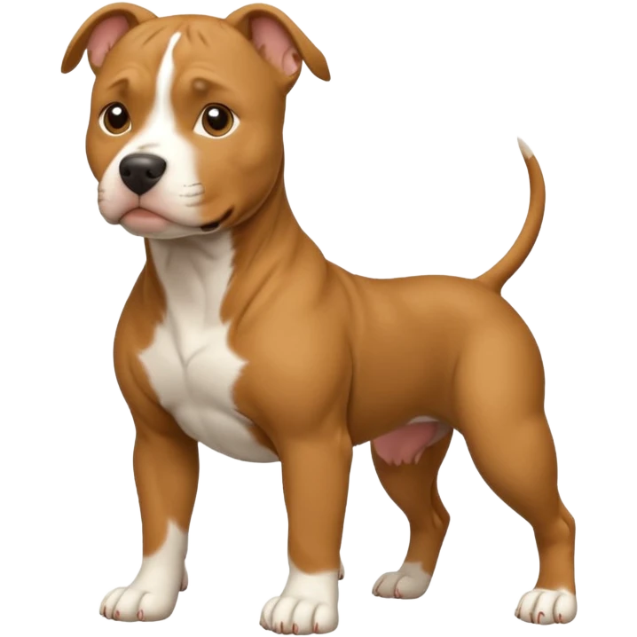 tan pitbull with white spots on paws nose and chest emoji