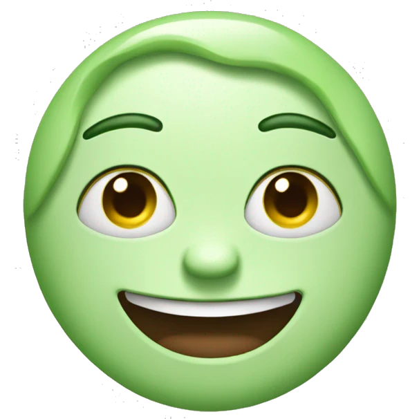 happy face full of green cream that resembles face makeup emoji