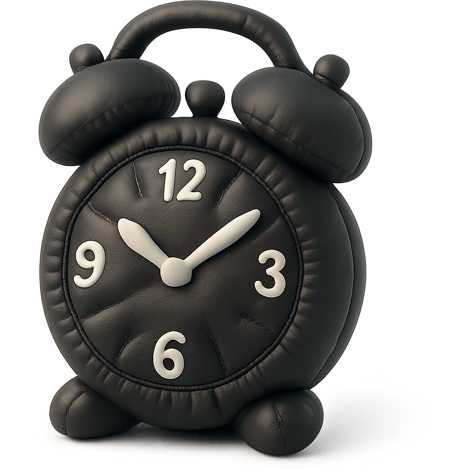 black vintage alarm clock emoji