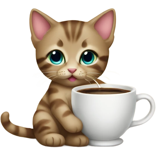 kitten with coffee emoji