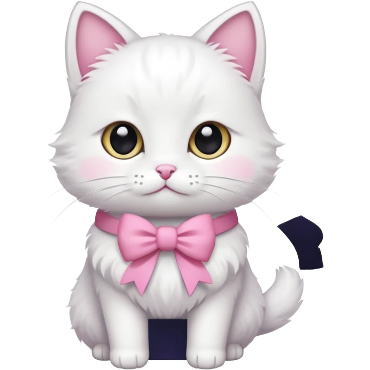 White little cat with pink bow emoji