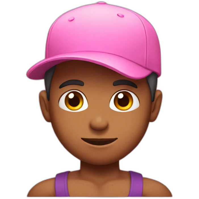 Boy with muscles ans pink cap emoji