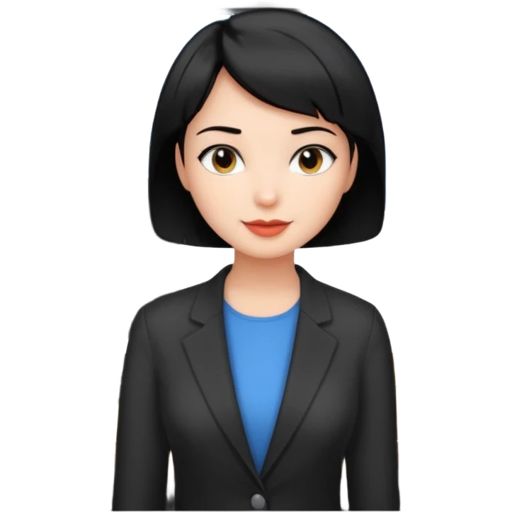 black short hair office  girl says hi emoji