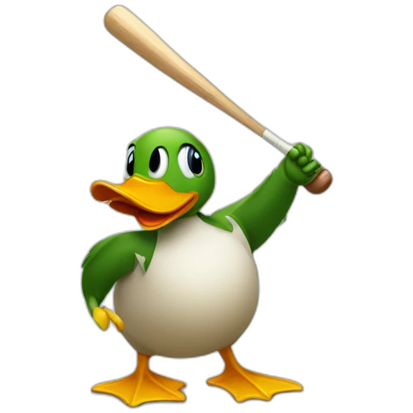 Duck playing cricket emoji