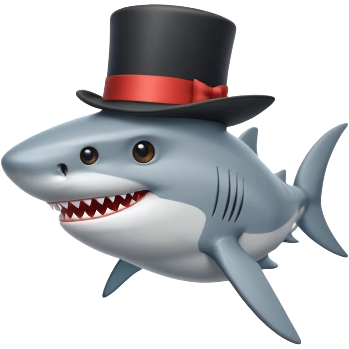 Shark with a top hat emoji