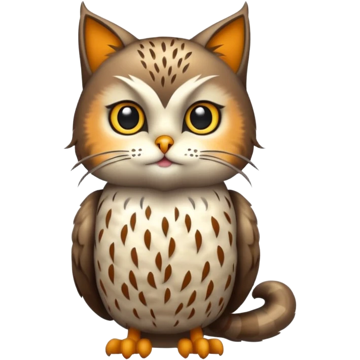 A animal with a Owl body cat head and tail full body emoji