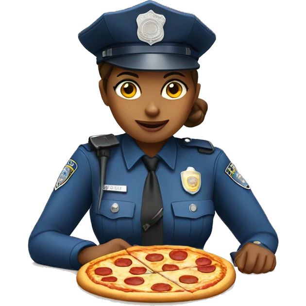 Female police officer eating pizza  emoji