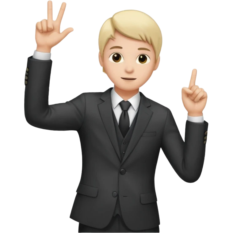 mach mir einen trader an der börse der tradet der so mit einer hand hinter sich deutet um anzig emoji