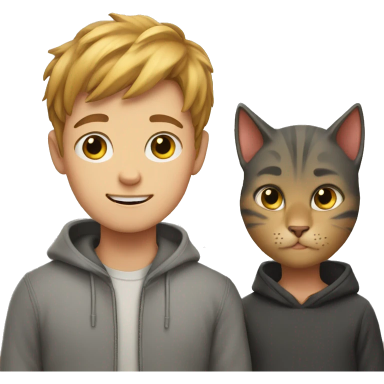 cat and boy emoji