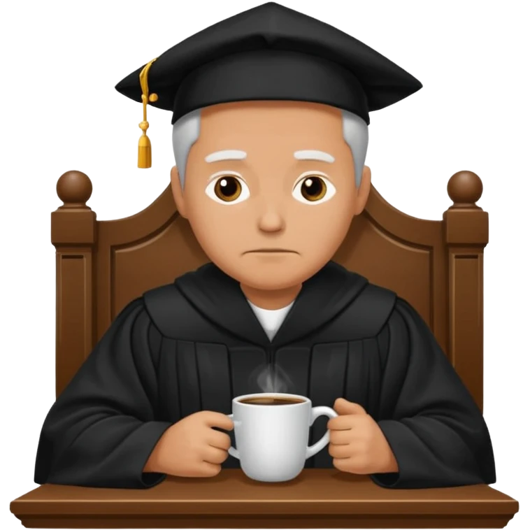 Sleepy judge sipping coffee in court emoji