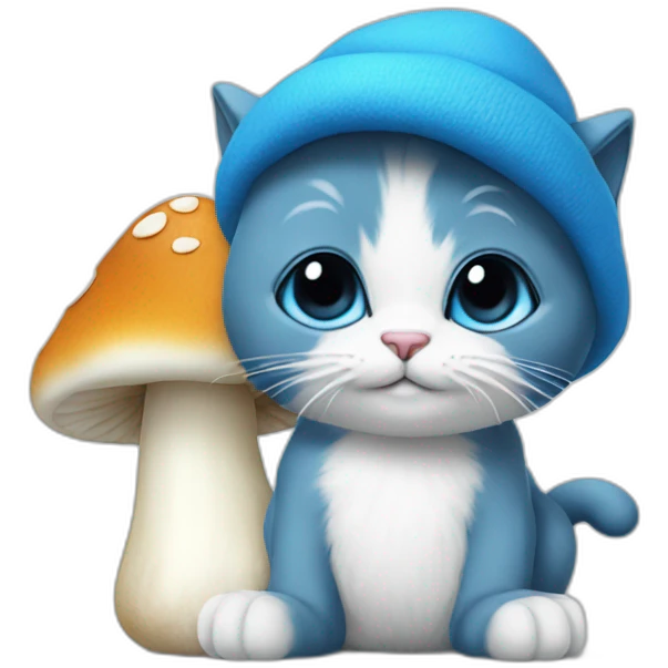 blue smurf cat with white mushroom as a har emoji