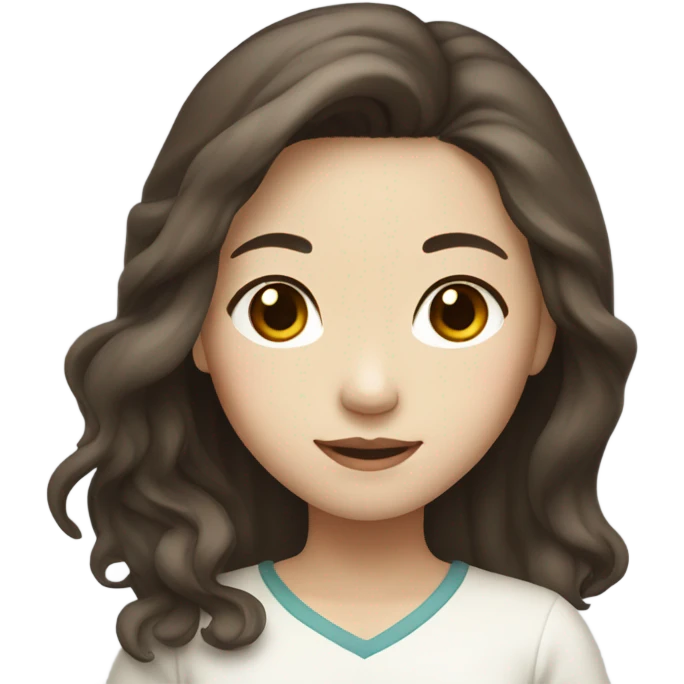 a girl with WHİTE skin long wavy brown hair chinese girl emoji