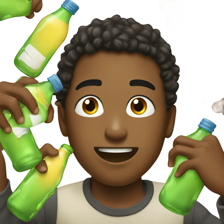 boys showing off personalities drinking out of bottles emoji