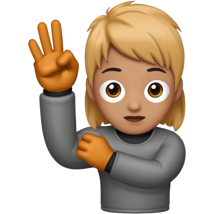 Middle finger emoji wearing fingerless gloves emoji