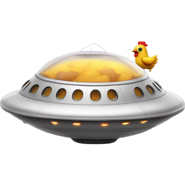 Flying saucer with chicken emoji