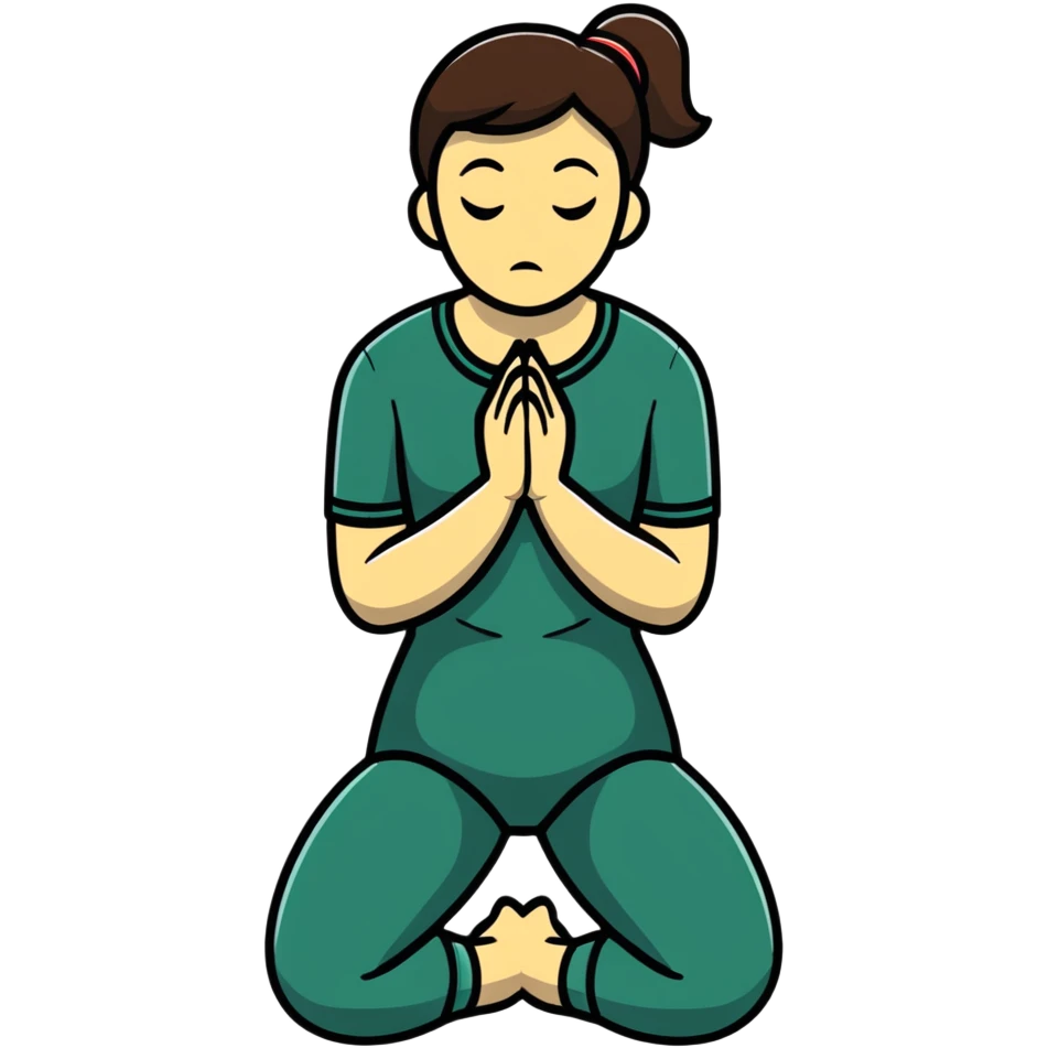 person on their knees begging with hands clasped together and pleading expression emoji
