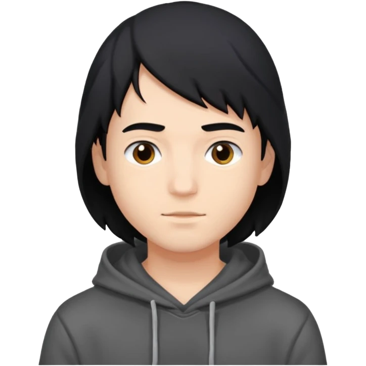 парень айтишник в капюшоне черные волосы, с темным фоном сзади в высоком качестве emoji
