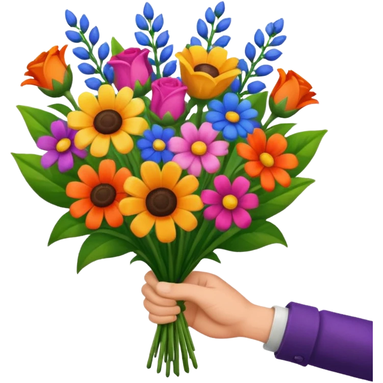 Male hand give a bogue of flowers emoji