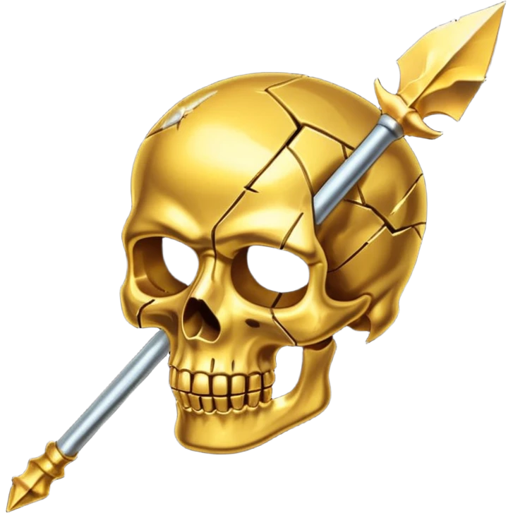 broken gold skull with a spear emoji