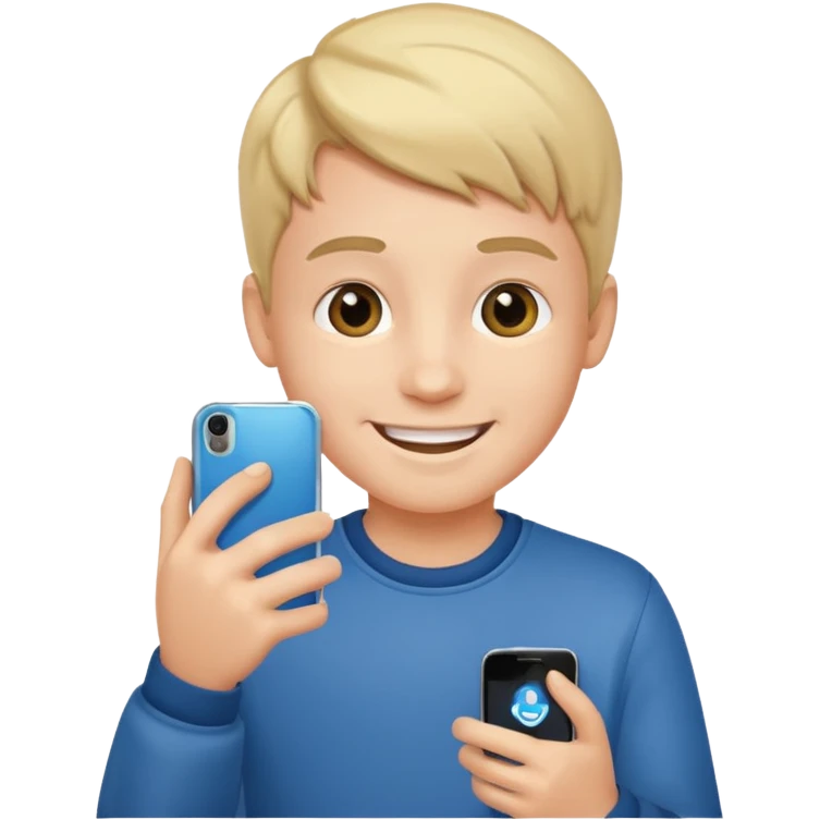 Boy with mobile calling emoji