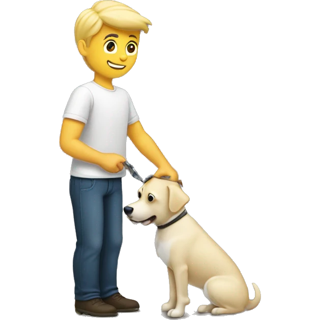 White, blonde guy picking up dog poop emoji