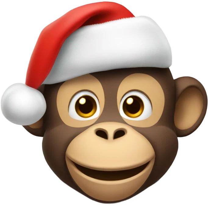 A happy monkey wearing Christmas hat emoji