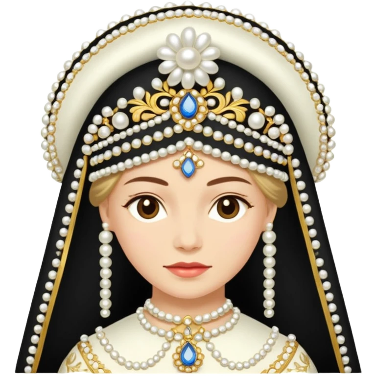 Russian kokoshnik with pearls and gold emoji
