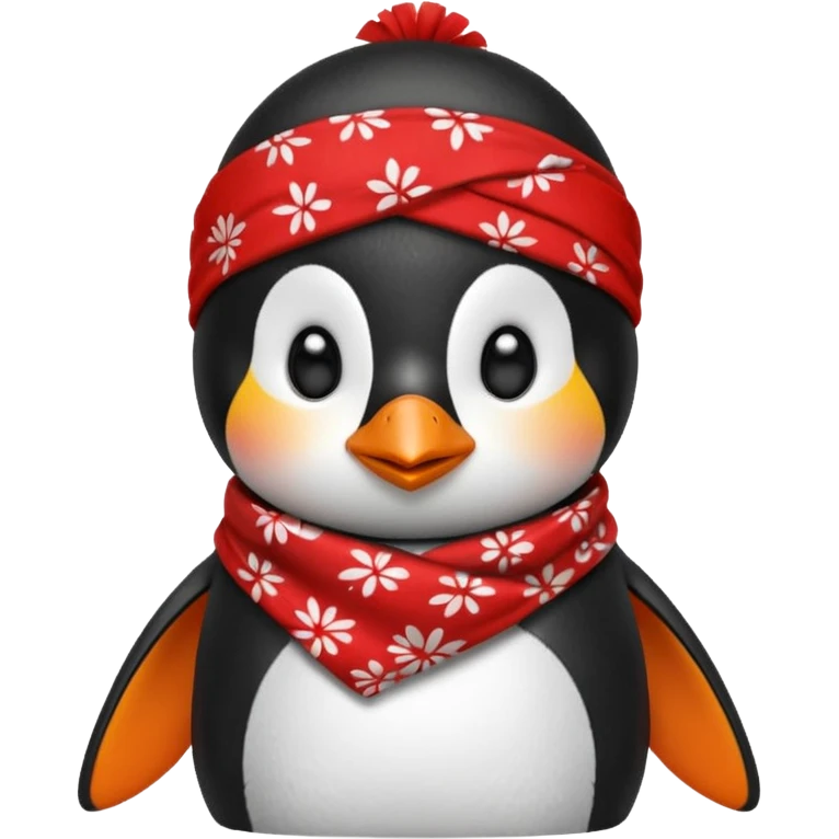 cute penguin with a red bandana emoji