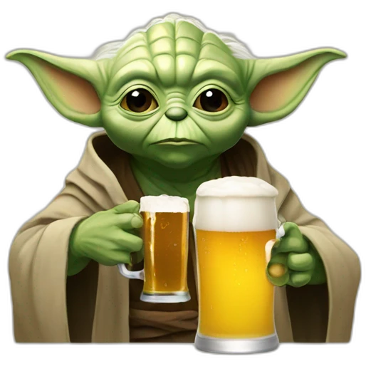 Yoda drinking a beer emoji