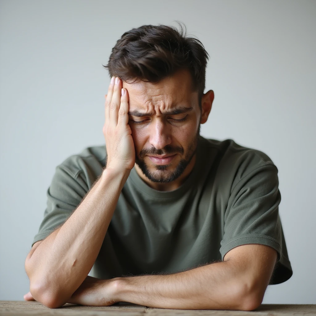 realistic person doing a facepalm, hand on forehead in a gesture of frustration or embarrassment, hyperrealistic details, 4K resolution, neutral background emoji